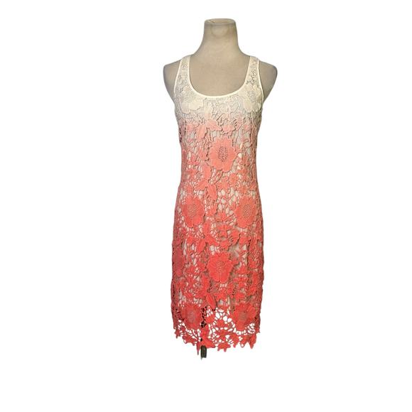 Buffalo cream melon ombre eyelet summer mini dress size Small - Picture 11 of 15